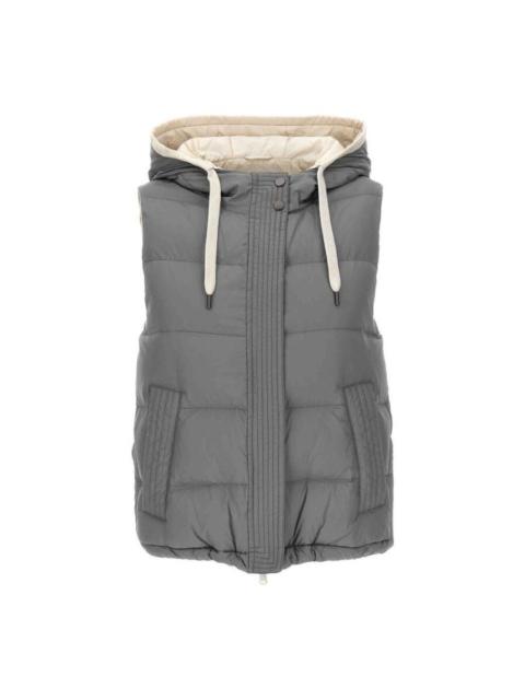 Brunello Cucinelli Brunello Cucinelli Womedium Grey Padded Hooded Vest