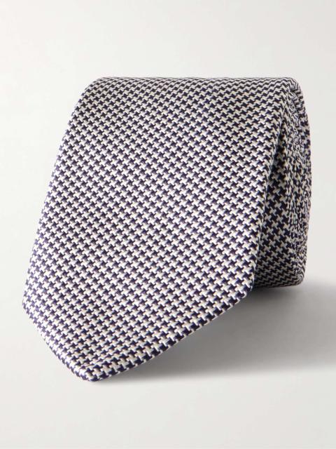 8cm Houndstooth Silk and Cotton-Blend Jacquard Neck Tie