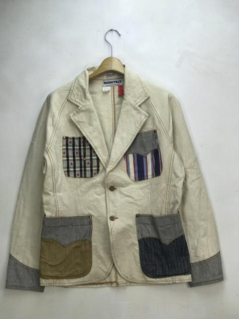 Other Designers Monitaly - VINTAGE MONITALY PATCHWORK HICKORY LOUNGE JACKET