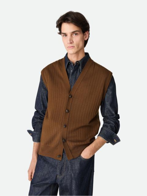 Bottega Veneta Wool Rib Cardigan Gilet