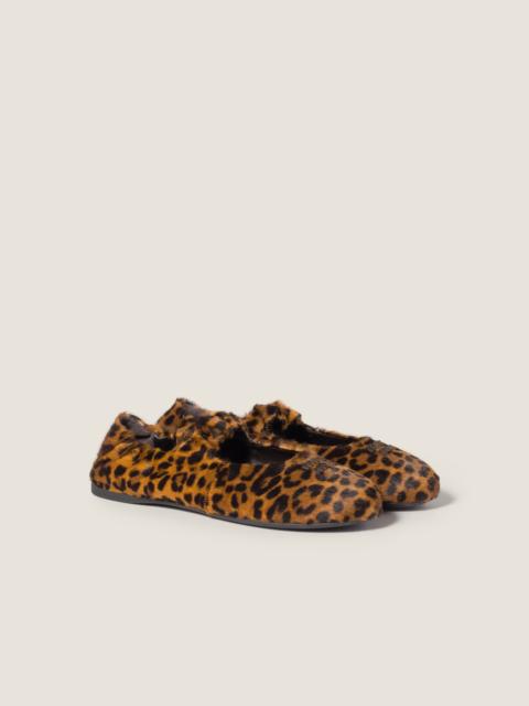Miu Miu Ruches printed leather ballerinas