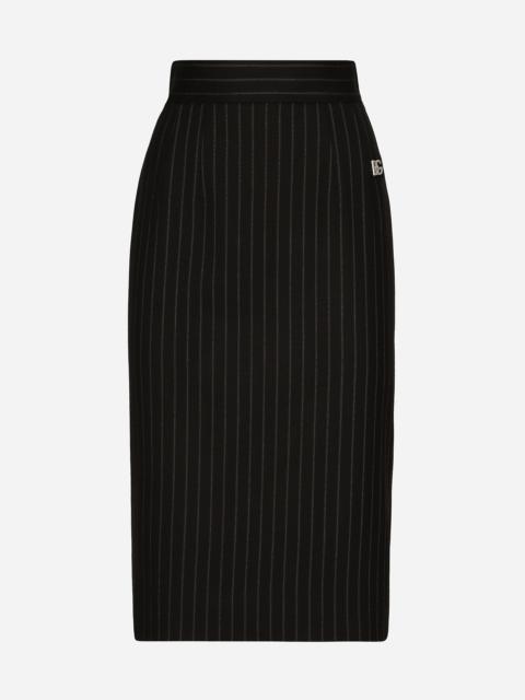 Dolce & Gabbana Short straight-cut pinstripe wool skirt