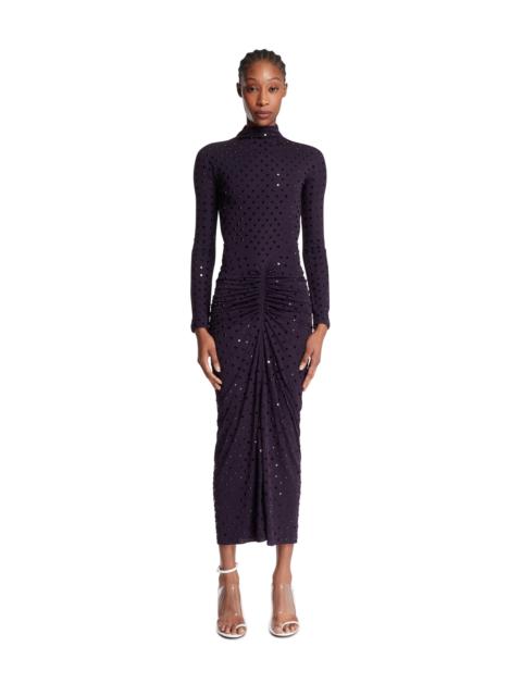 Alaïa Purple Draped Jersey Dress with Rhinestones