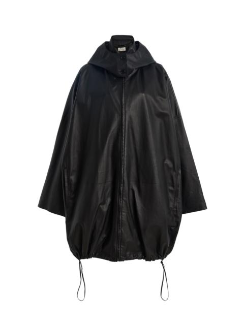 The Row Cassandre Plonge Leather Coat black