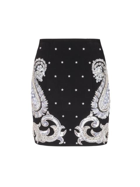 Balmain Paisley and stars embroidered skirt