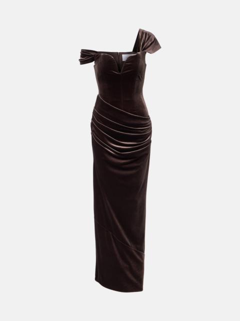ALEX PERRY Draped velvet gown