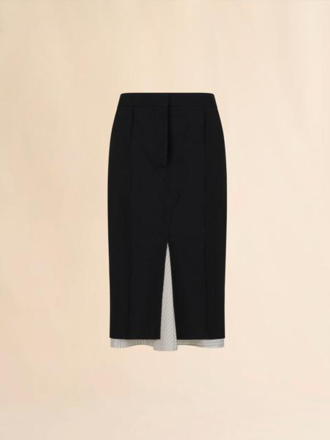 Marni BLACK WOOL MIDI SKIRT WITH VISIBLE LINING