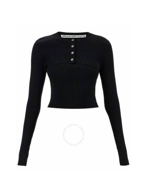 T by Alexander Wang Ribbed-Knit Double Layer Top