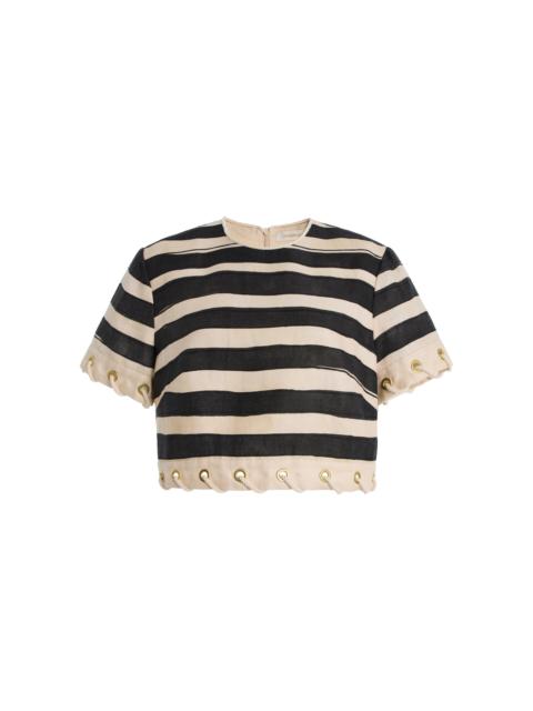 Zimmermann Rebellion Striped Linen Rope Top stripe