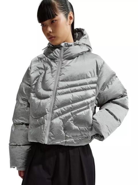 Nike Women's Sportswear Swoosh Series Therma-FIT Oversized Metallic Down Puffer Jacket -Silver