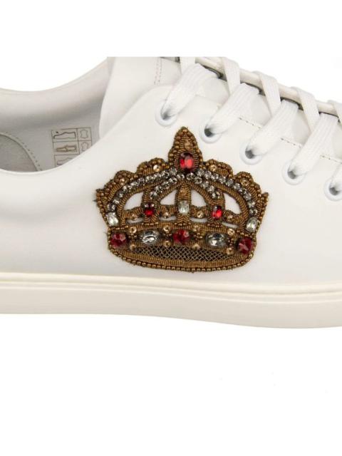 Dolce & Gabbana Goldwork Crystal Crown Sneaker LONDON White 09408