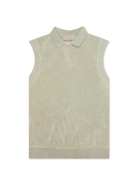 ESSENTIALS FEAR OF GOD ESSENTIALS WOMEN'S VELOUR SLEEVELESS POLO - SEAFOAM