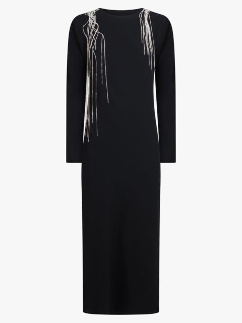 Dries Van Noten DAVION EMBELLISHED L/S MIDI DRESS | BLACK