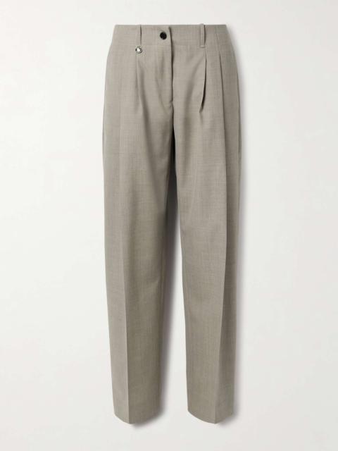 Pleated wool tapered pants Green