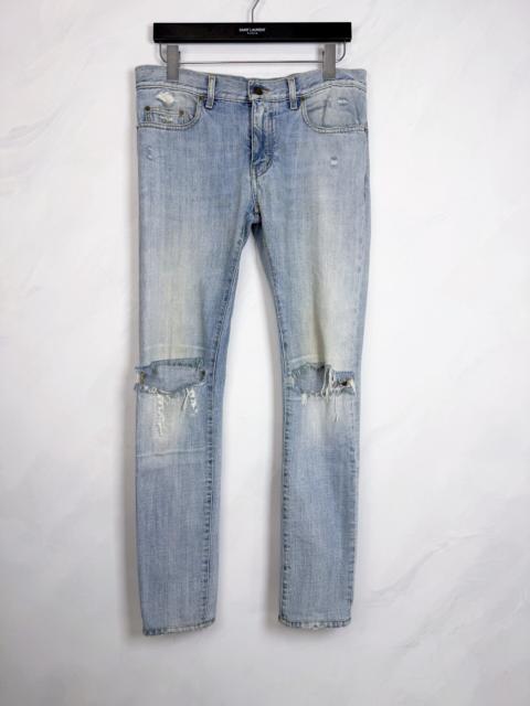 SAINT LAURENT Saint Laurent SS16 Light Blue Distressed Jeans