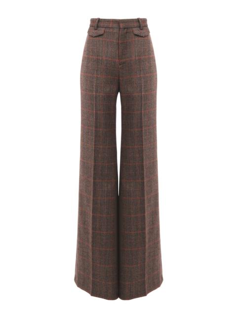 Chloé HIGH-RISE FLARED PANTS IN WOOL CHECK
