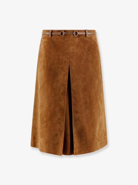 GUCCI Gucci Suede Skirt With Horsebit Detail