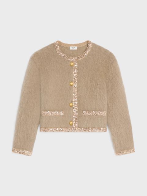 CELINE embroidered cardigan jacket in brushed mohair