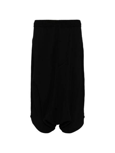 drop-crotch cotton track shorts