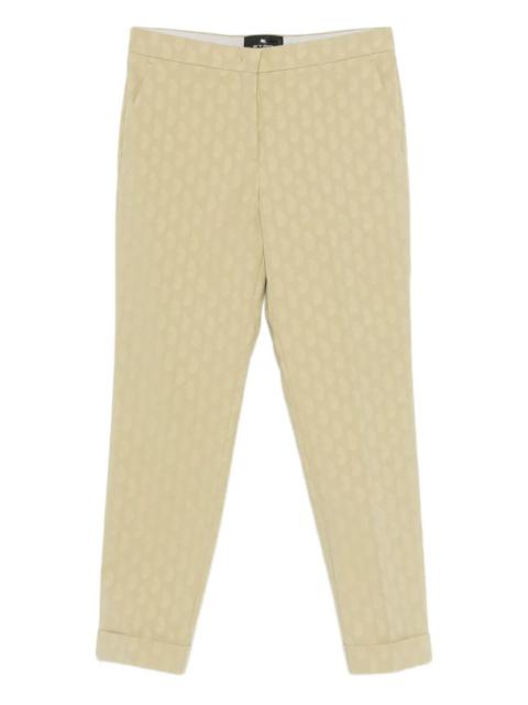 Etro Etro Women Cropped Cotton Jacquard Trousers With Micro Paisley Motif