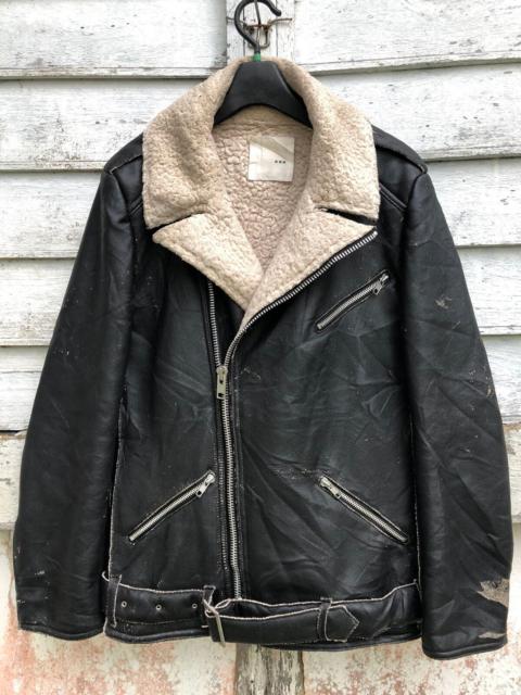 Other Designers Boycott 1st Sample Distressed Fleece Coated Biker Jacket