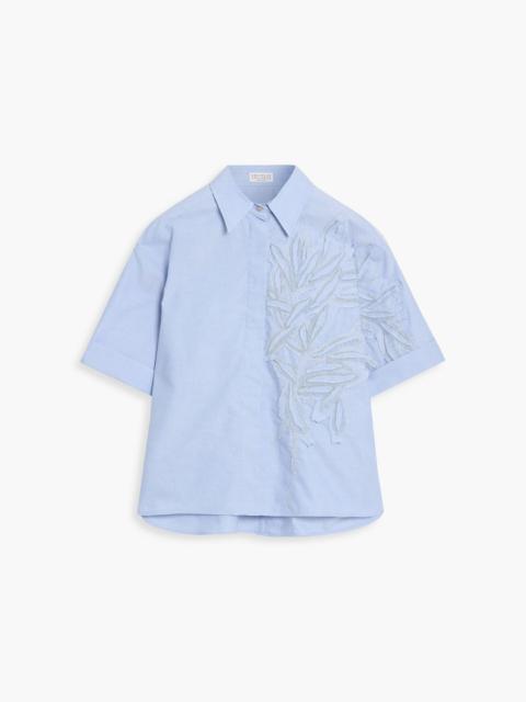 Brunello Cucinelli Embroidered cotton Oxford shirt