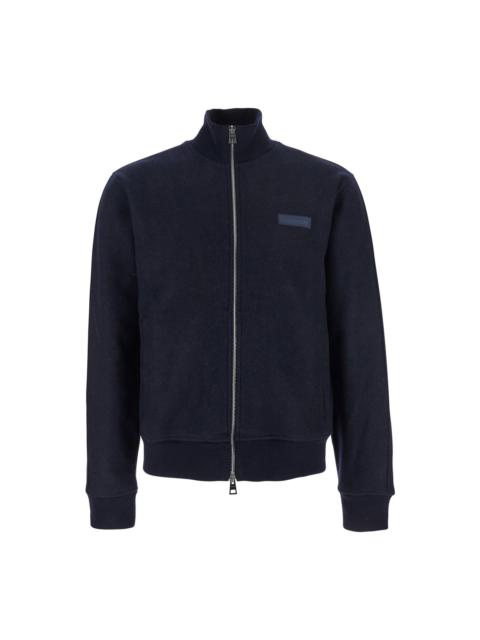 Givenchy Blue Jacket With High Neck And Logo Patch On The Front In Wool And Cashmere Blend Man