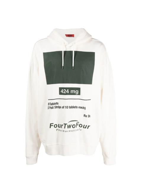424 graphic-print cotton hoodie