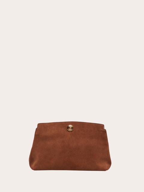 Liffner PUSHLOCK POUCH SADDLE BROWN SUEDE