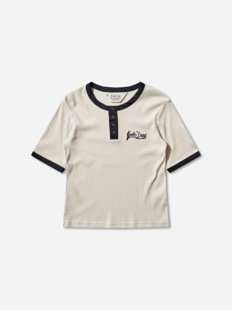 BRAIN DEAD Women's Ribbed Henley Top Natural