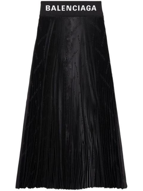 Balenciaga Women Pleated Logo-Jacquard Midi Skirt