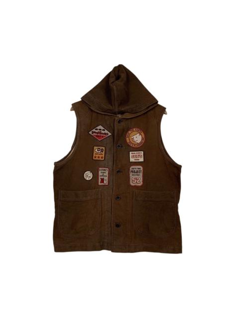 Other Designers Japanese Brand - DRUG STORE’S Patches Logo Hooded Button Vest #2828-C127