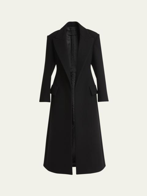 Wide Lapel Long Wool Overcoat