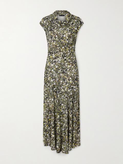 Proenza Schouler Tamara Asymmetric Draped Printed Jersey Maxi Dress