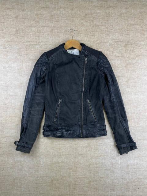 Other Designers Vintage - Vtg Gorgeous & Glamorous Double Collar Half Leather Jacket