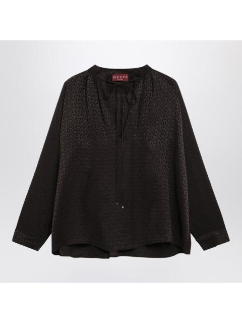 GUCCI Gucci Brown Jacquard Silk Shirt With Clamps Women