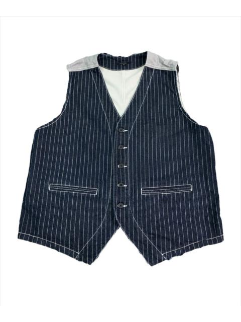 Japanese Brand Root Three Wabash Stripes Indigo Vest