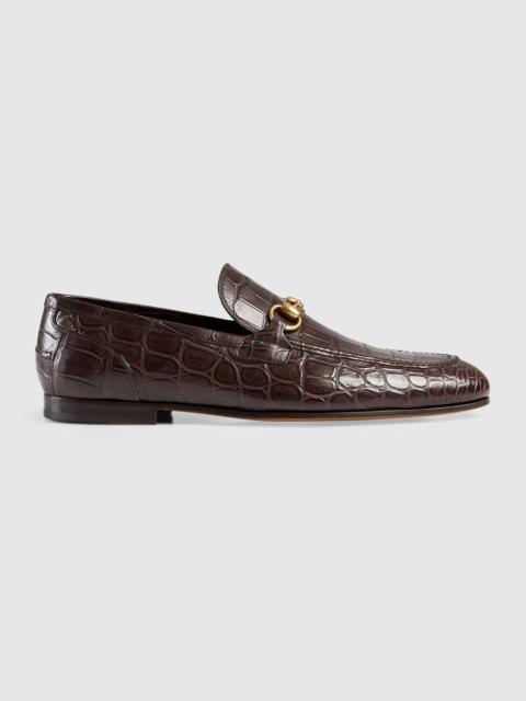 GUCCI Men's Gucci Jordaan crocodile loafer