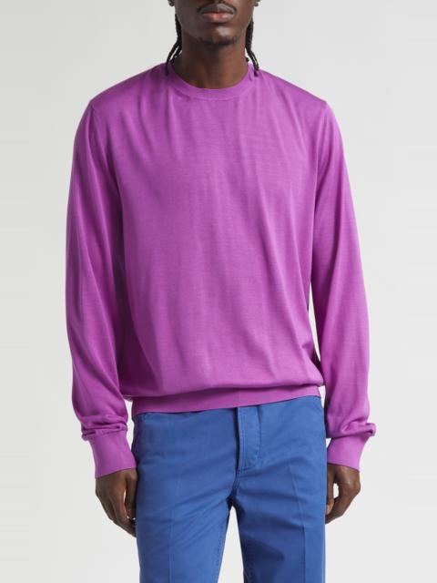 TOM FORD TOM FORD Fluid Silk Crewneck Sweater in Bright Mauve at Nordstrom