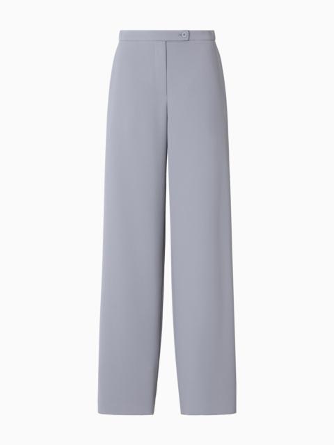 EMPORIO ARMANI PALAZZO TROUSERS IN FLUID ARMURE FABRIC