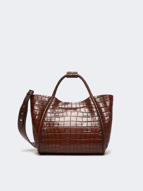 Max Mara Small crocodile-print leather Marine bag - BROWN