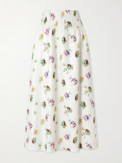 GABRIELA HEARST Penelope Pintucked Floral-print Linen-twill Maxi Skirt