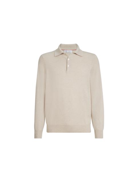 Brunello Cucinelli Brunello Cucinelli Cashmere knit polo shirt in Sand at Nordstrom