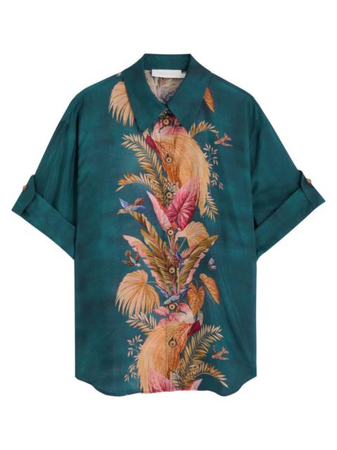 Zimmermann Ascension Relaxed Printed Silk Shirt