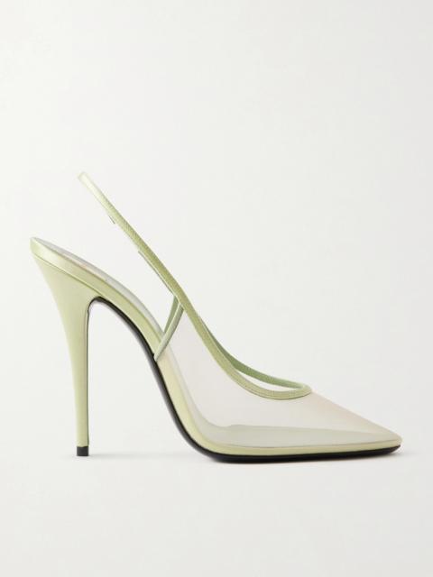 SAINT LAURENT Anita Satin-trimmed Mesh Slingback Pumps
