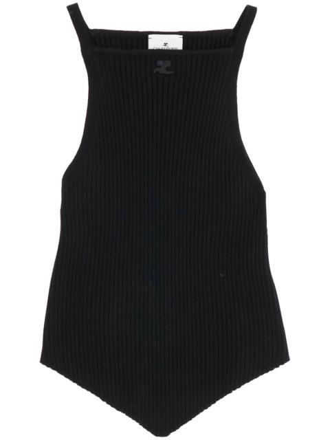 Courreges "Ribbed Knit Tank Top With Pointed Hem Women