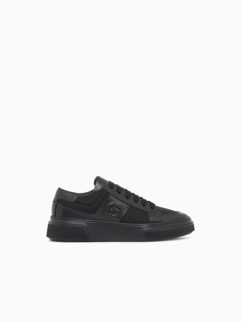 GIORGIO ARMANI LEATHER AND FABRIC SNEAKERS