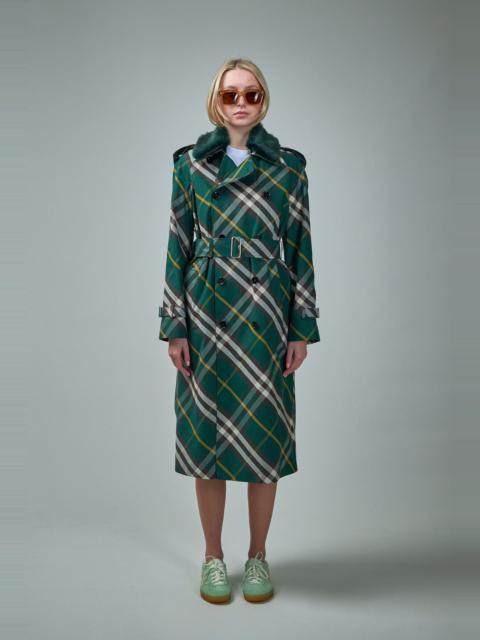 Burberry Long Check Gabardine Trench Coat