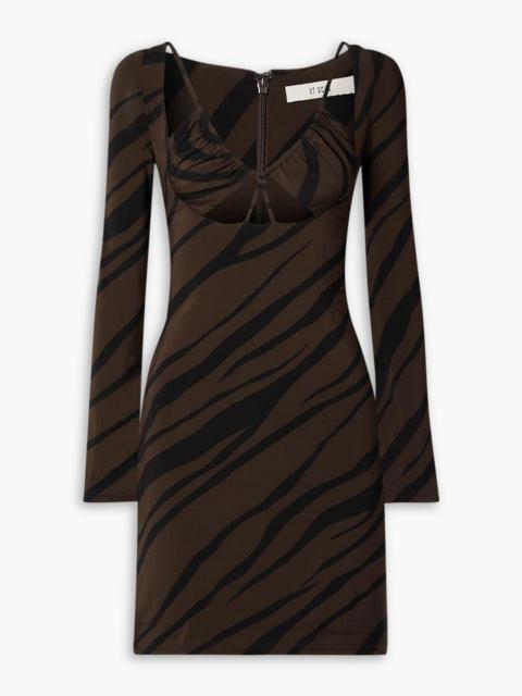 Other Designers Aida cutout zebra-print stretch-jersey mini dress