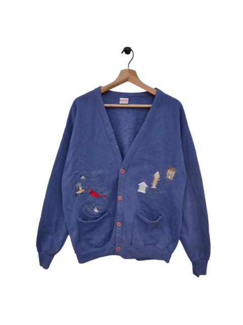 Other Designers 80s B-wear Sportswear Cardigan Vintage Bird Embroidery